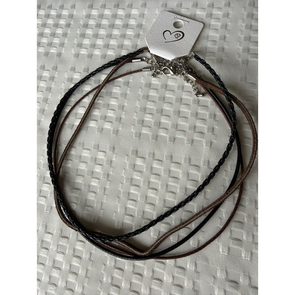 Boho Style Leather and Cord Multistrip Chokers / Chokers Set (Set of 4)